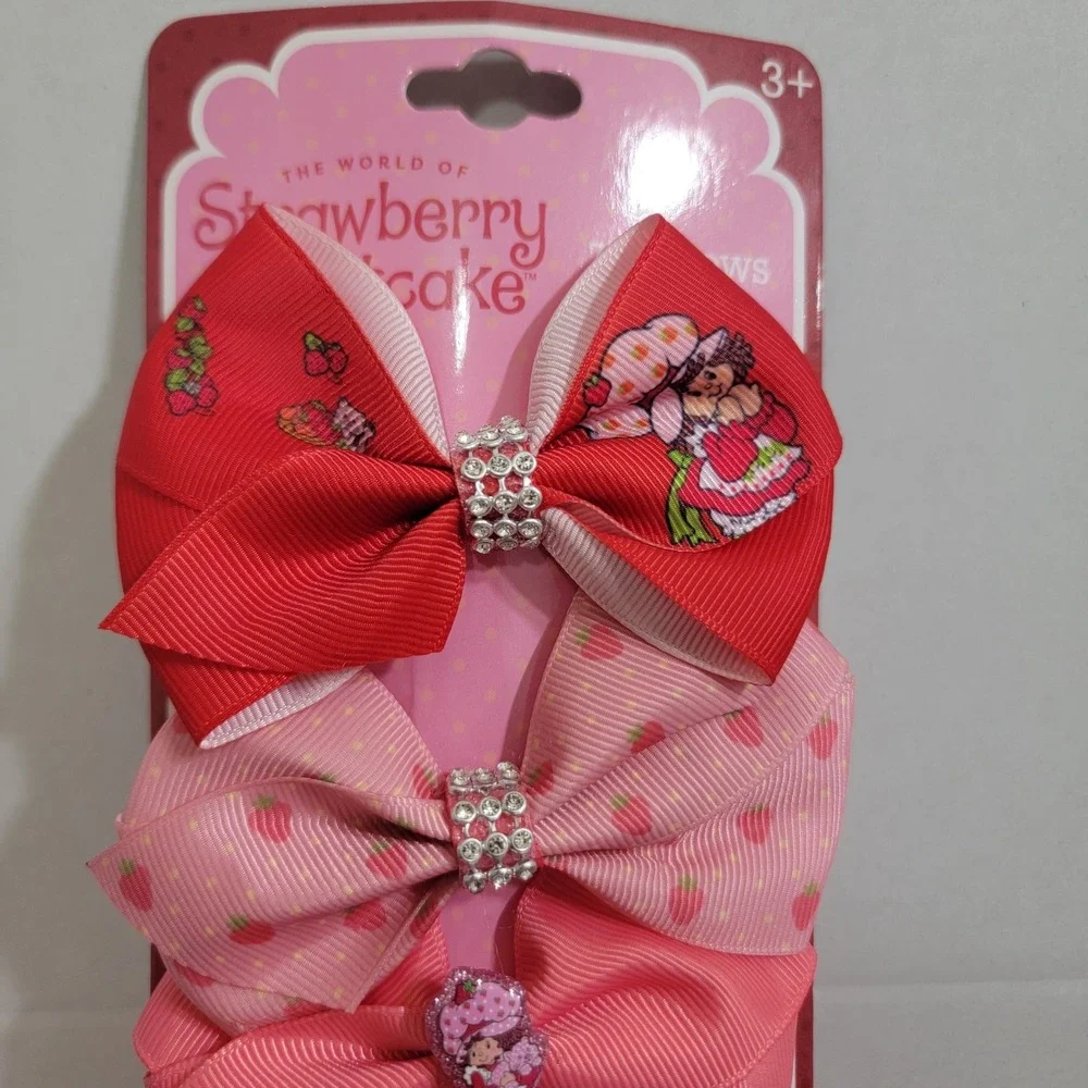 NEW! STRAWBERRY SHORTCAKE Orange Blossom Variety HAIR BOW Clips Set Of 7‎ Bling